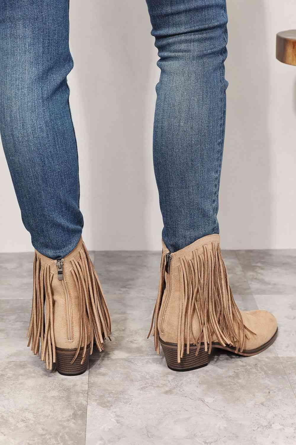 Legend Women's Fringe Cowboy Western Ankle Boots Carauana Store