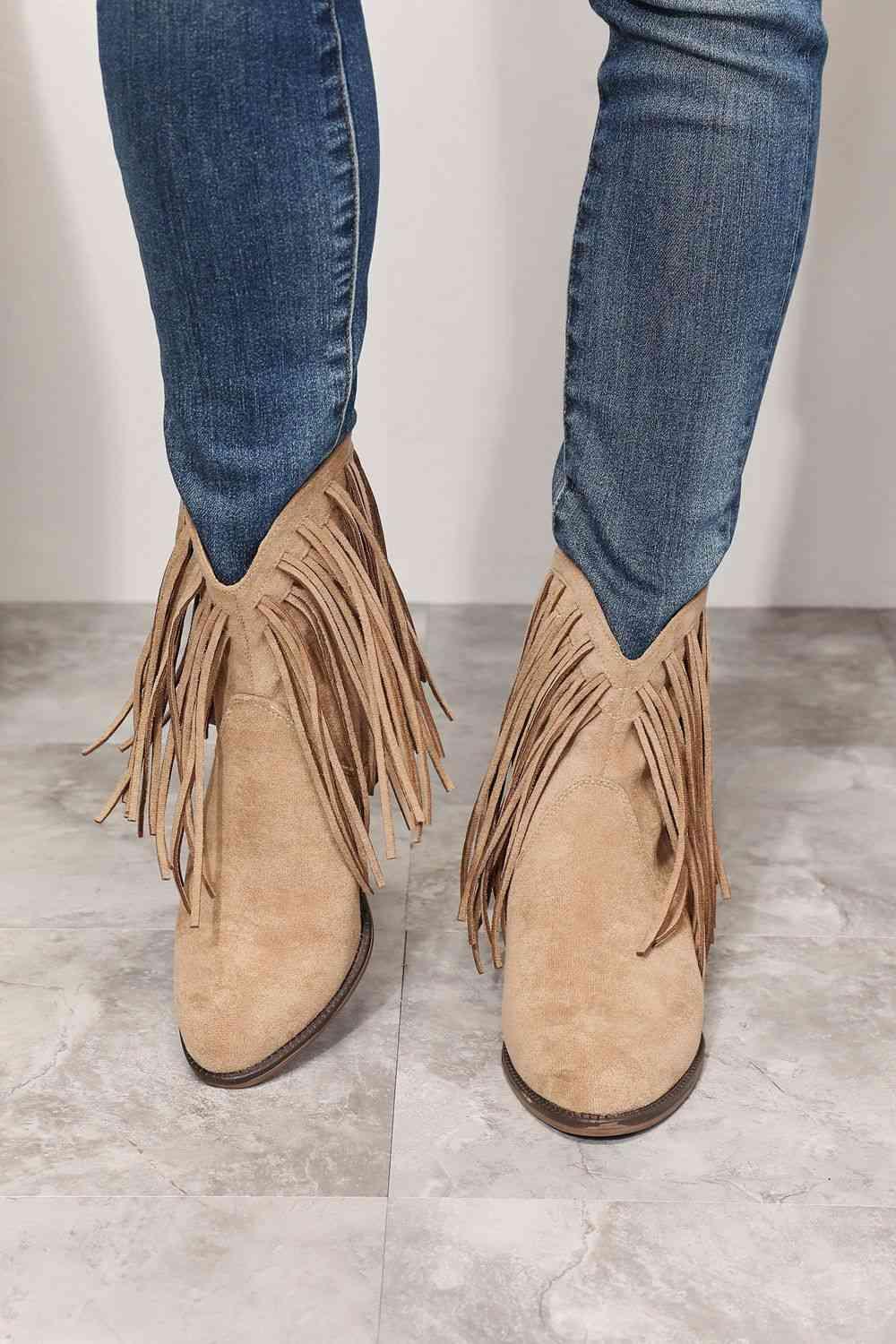 Legend Women's Fringe Cowboy Western Ankle Boots Carauana Store