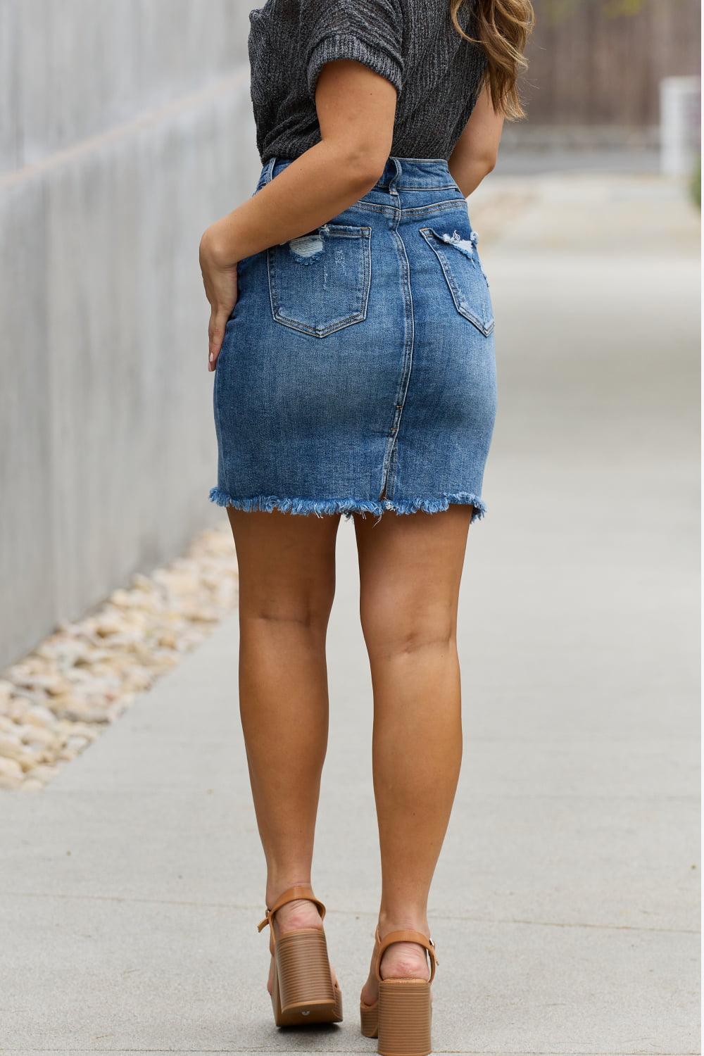 RISEN Amelia Full Size Denim Mini Skirt Carauana Store