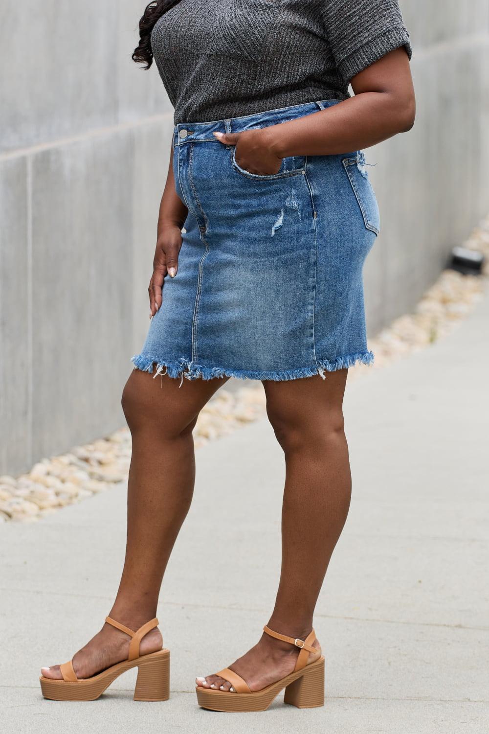 RISEN Amelia Full Size Denim Mini Skirt Carauana Store