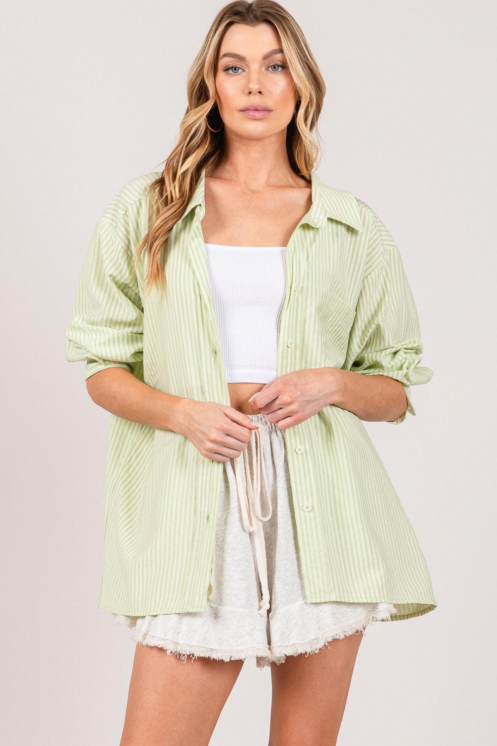 SAGE + FIG Striped Button Up Long Sleeve Shirt Carauana Store