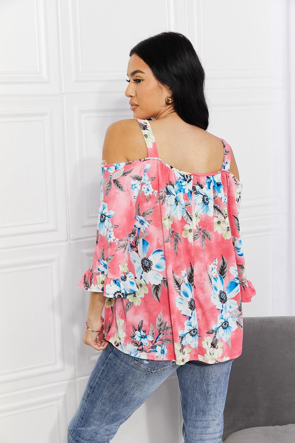 Sew In Love Full Size Fresh Take Floral Cold-Shoulder Top Carauana Store