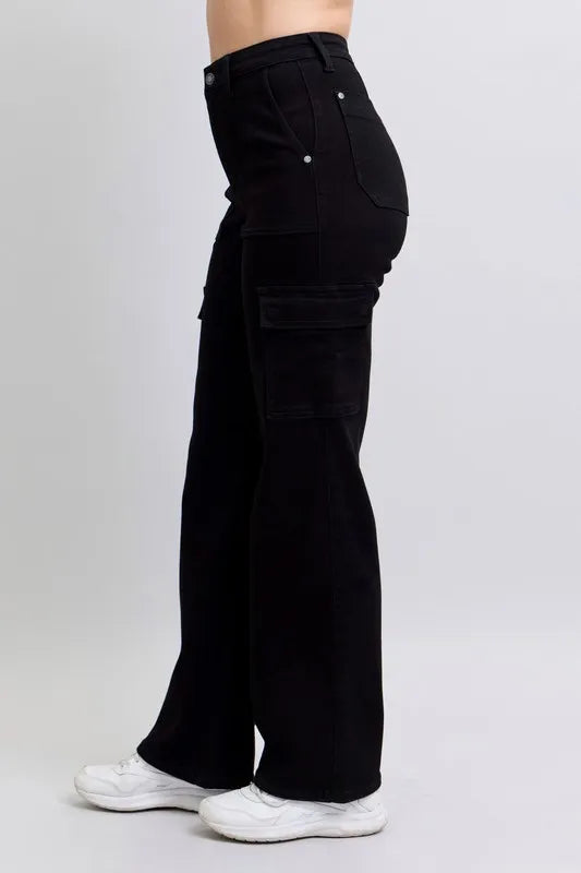 Judy Blue Full Size High Waist Cargo Wide Leg Jeans Plus Size Carauana Store