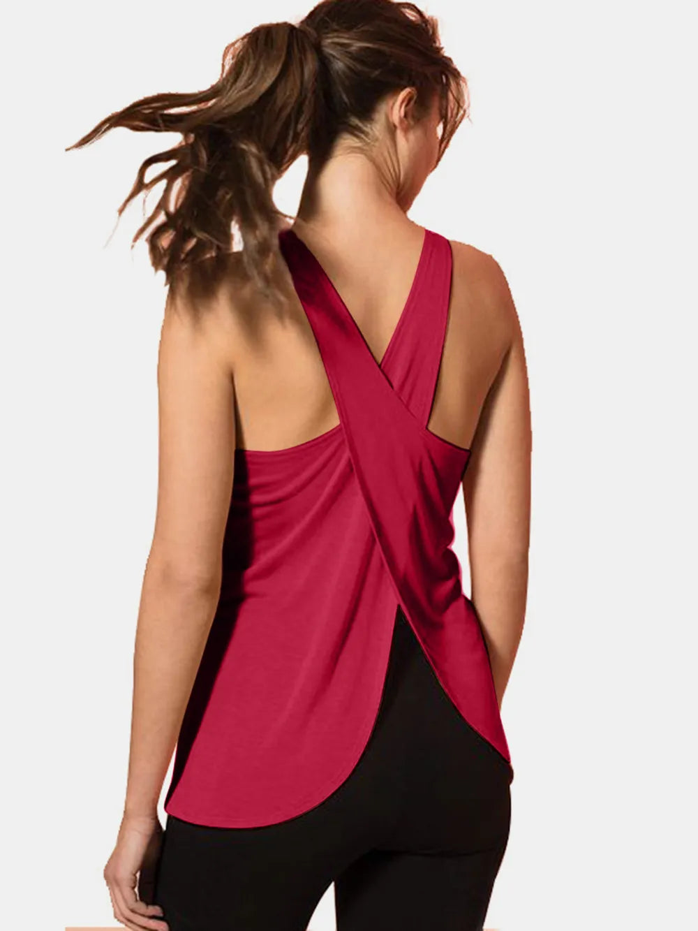 Crisscross Scoop Neck Active Tank Carauana Store