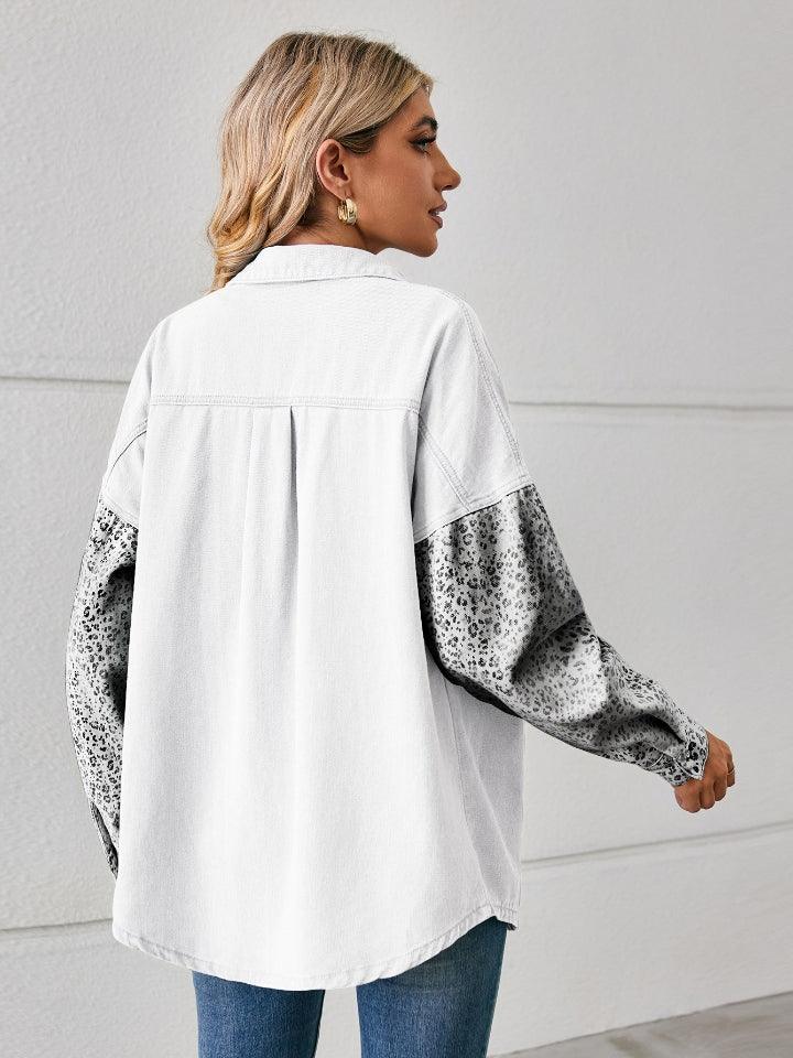 Leopard Button Up Denim Jacket Carauana Store