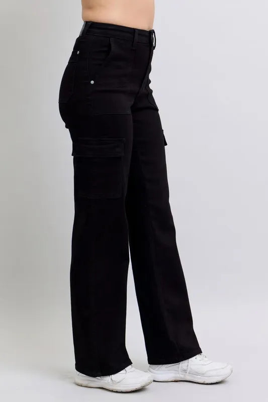 Judy Blue Full Size High Waist Cargo Wide Leg Jeans Plus Size Carauana Store