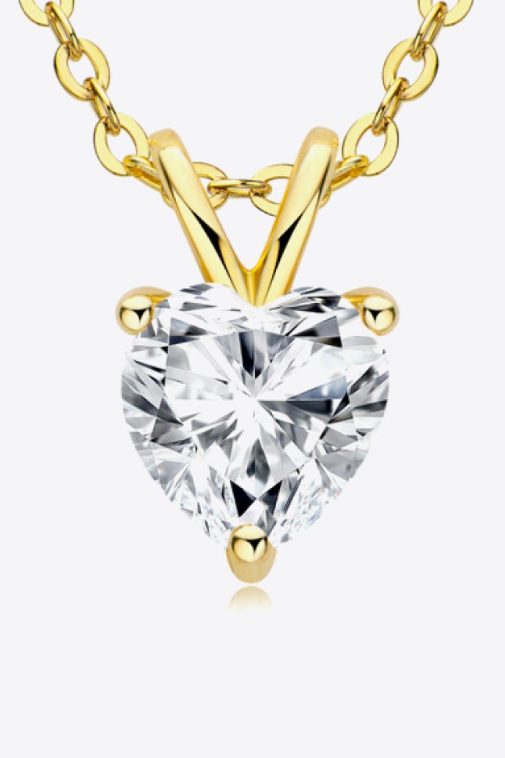 1 Carat Moissanite Heart-Shaped Pendant Necklace Carauana Store