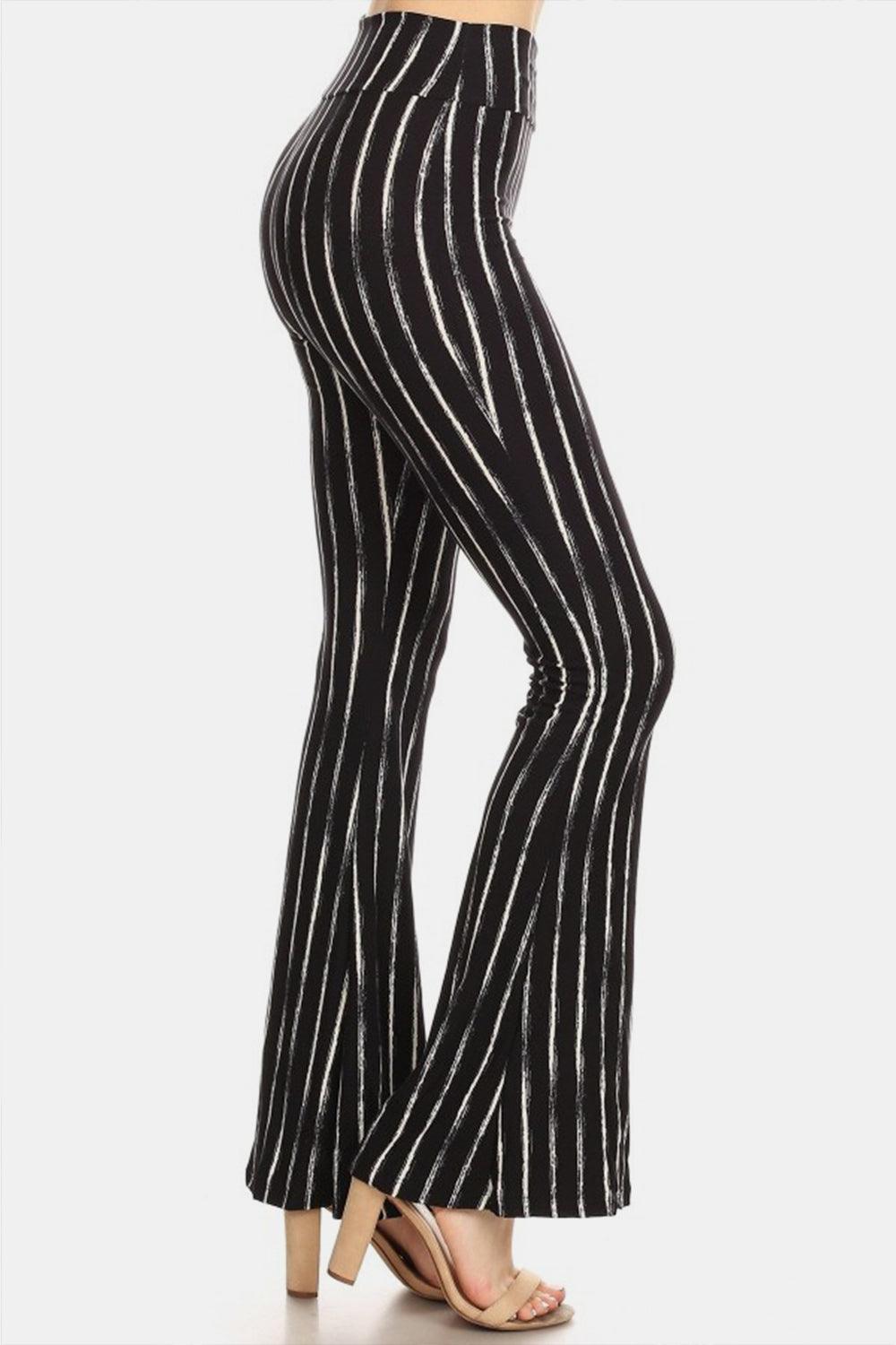 Leggings Depot Striped High Waist Flare Pants Carauana Store