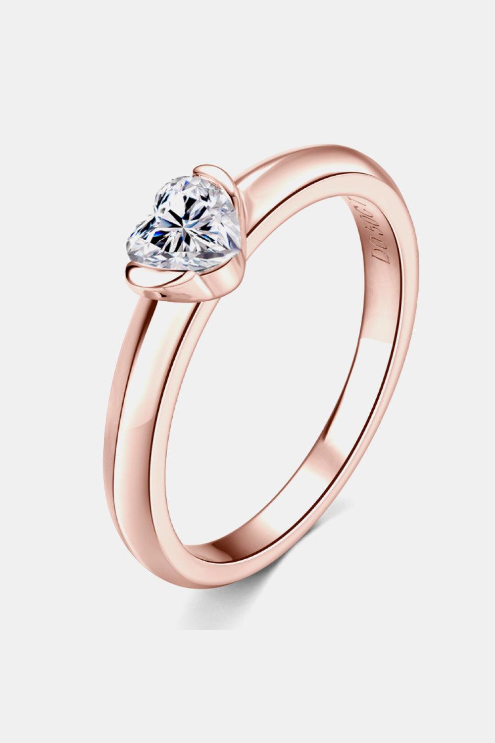 Moissanite 925 Sterling Silver Heart Solitaire Ring Carauana Store