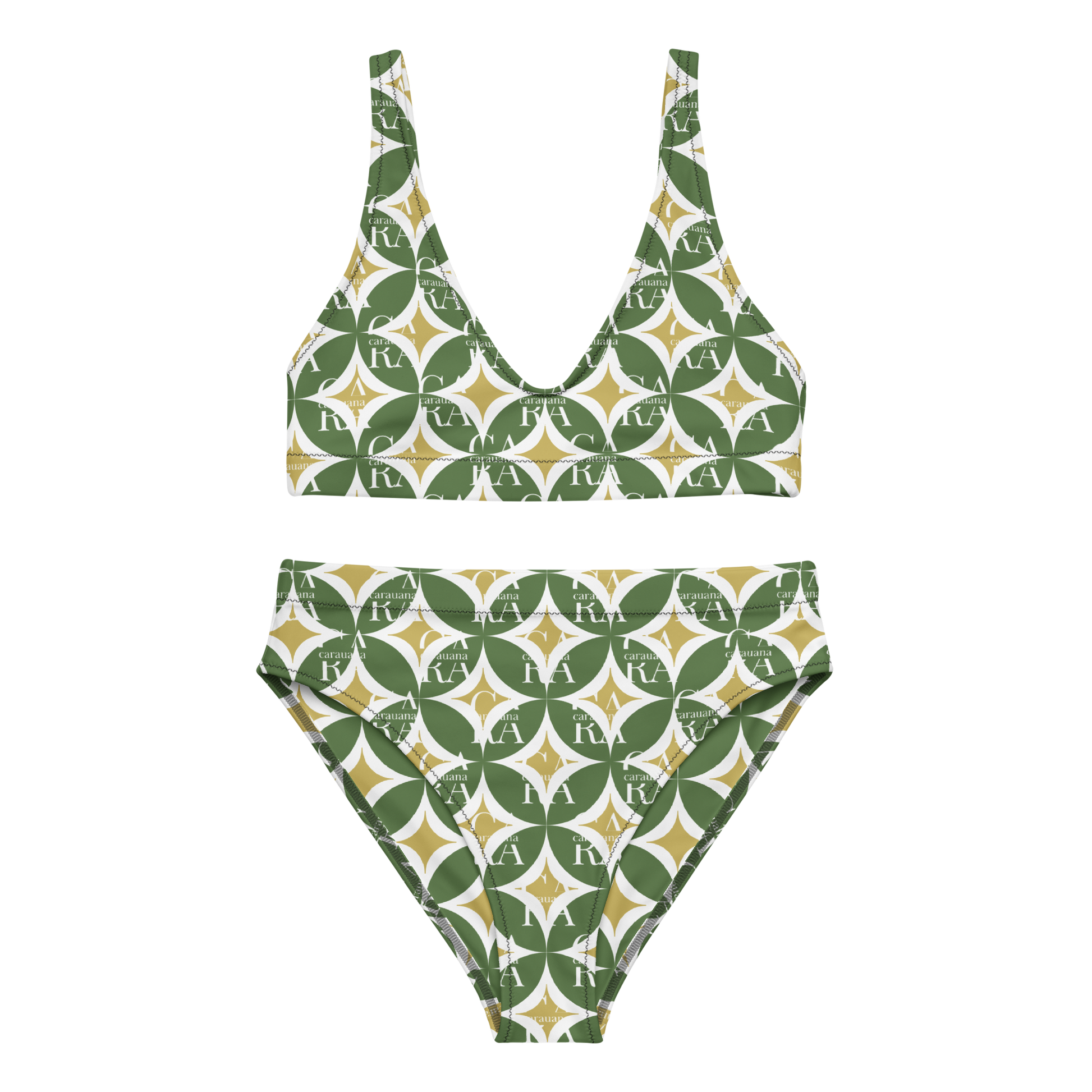 CaRaNaNa high-waisted bikini Green Pattern Carauana Store