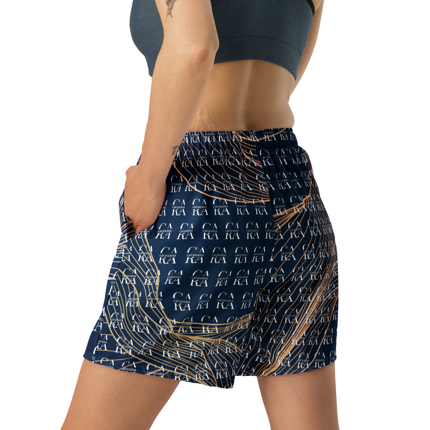 CaRaUaNa Athletic Shorts Unisex blue gold Carauana Store