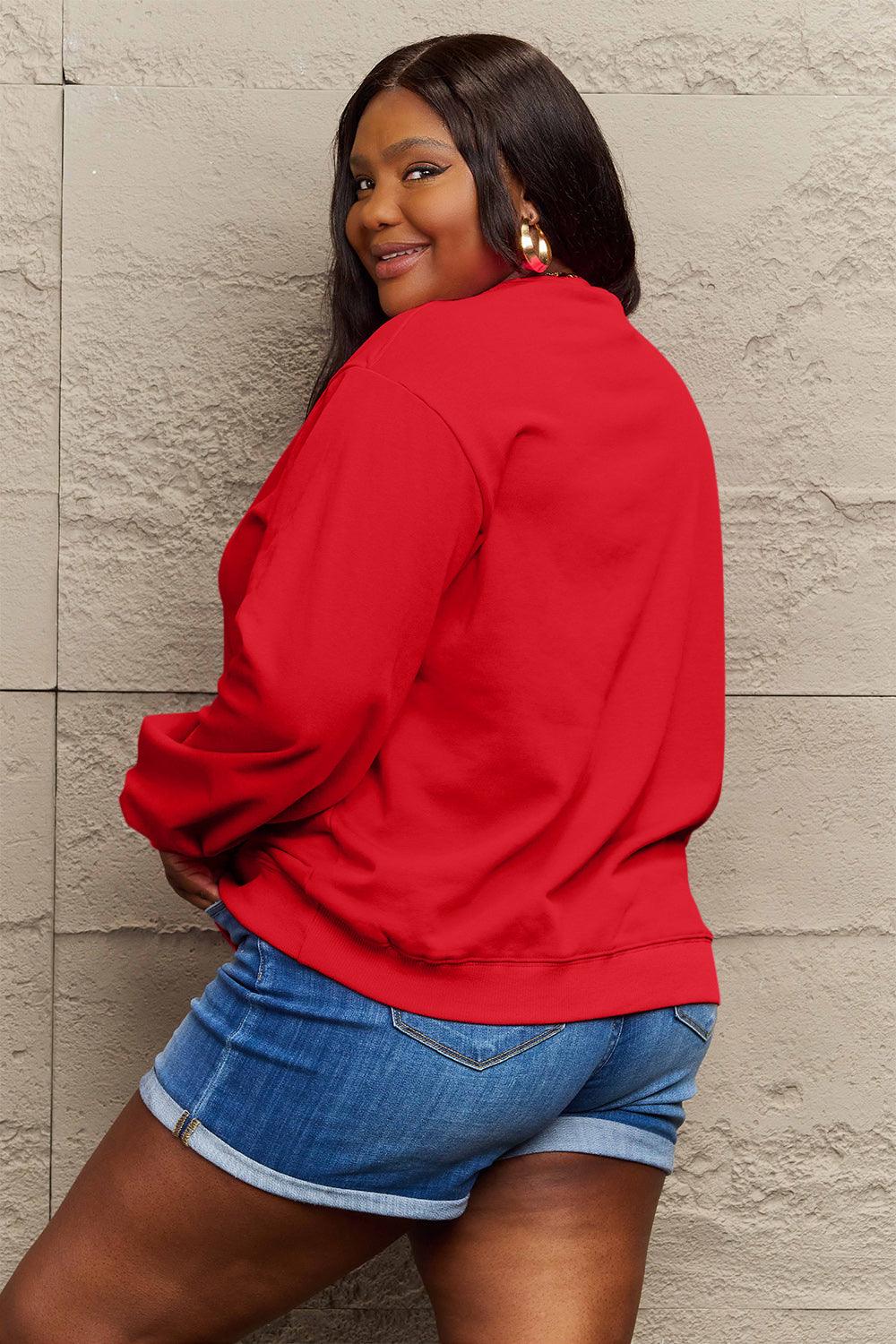 Simply Love Full Size HELLO CHRISTMAS Long Sleeve Sweatshirt Carauana Store