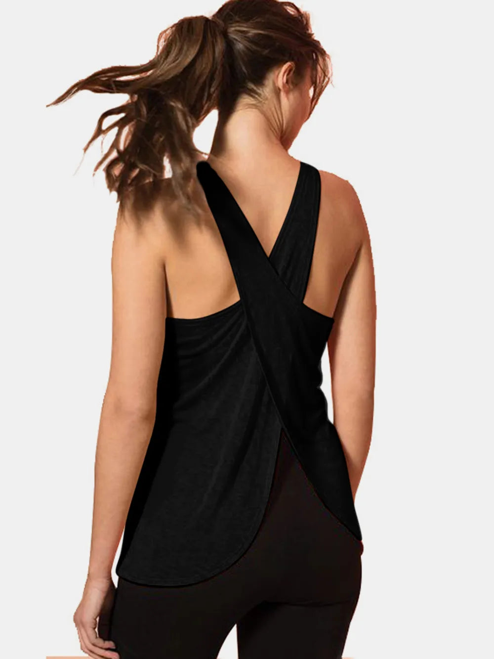 Crisscross Scoop Neck Active Tank Carauana Store