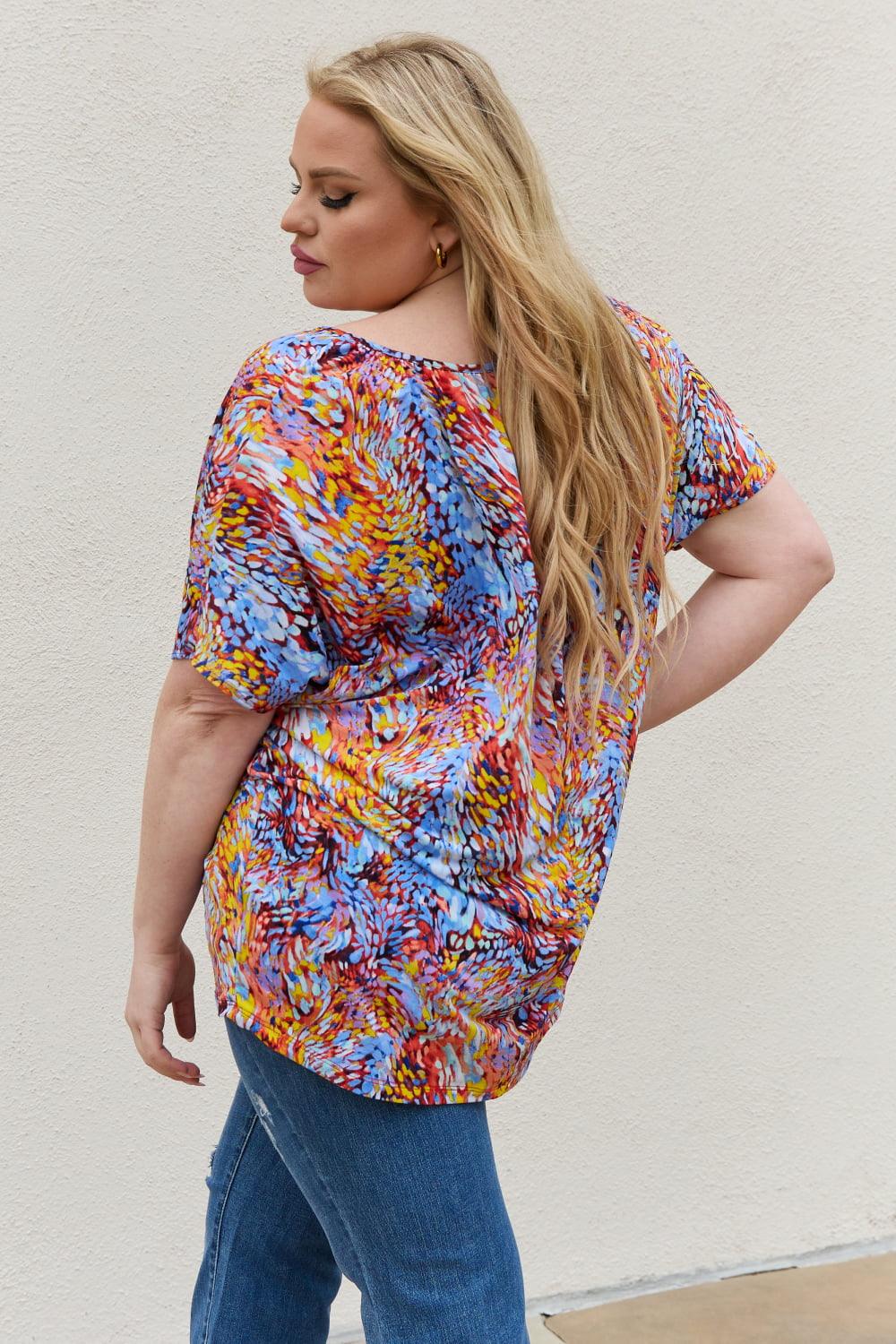 Be Stage Full Size Printed Dolman Flowy Top Carauana Store