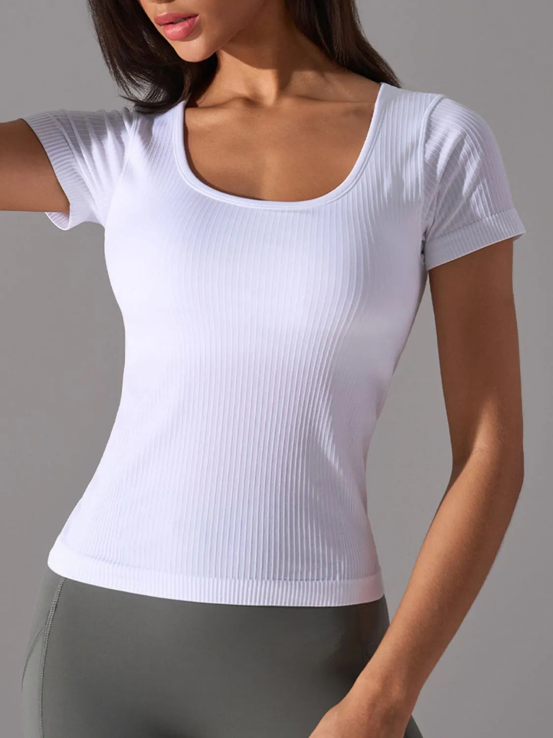 Square Neck Active T-Shirt with Detachable Chest Pads Carauana Store