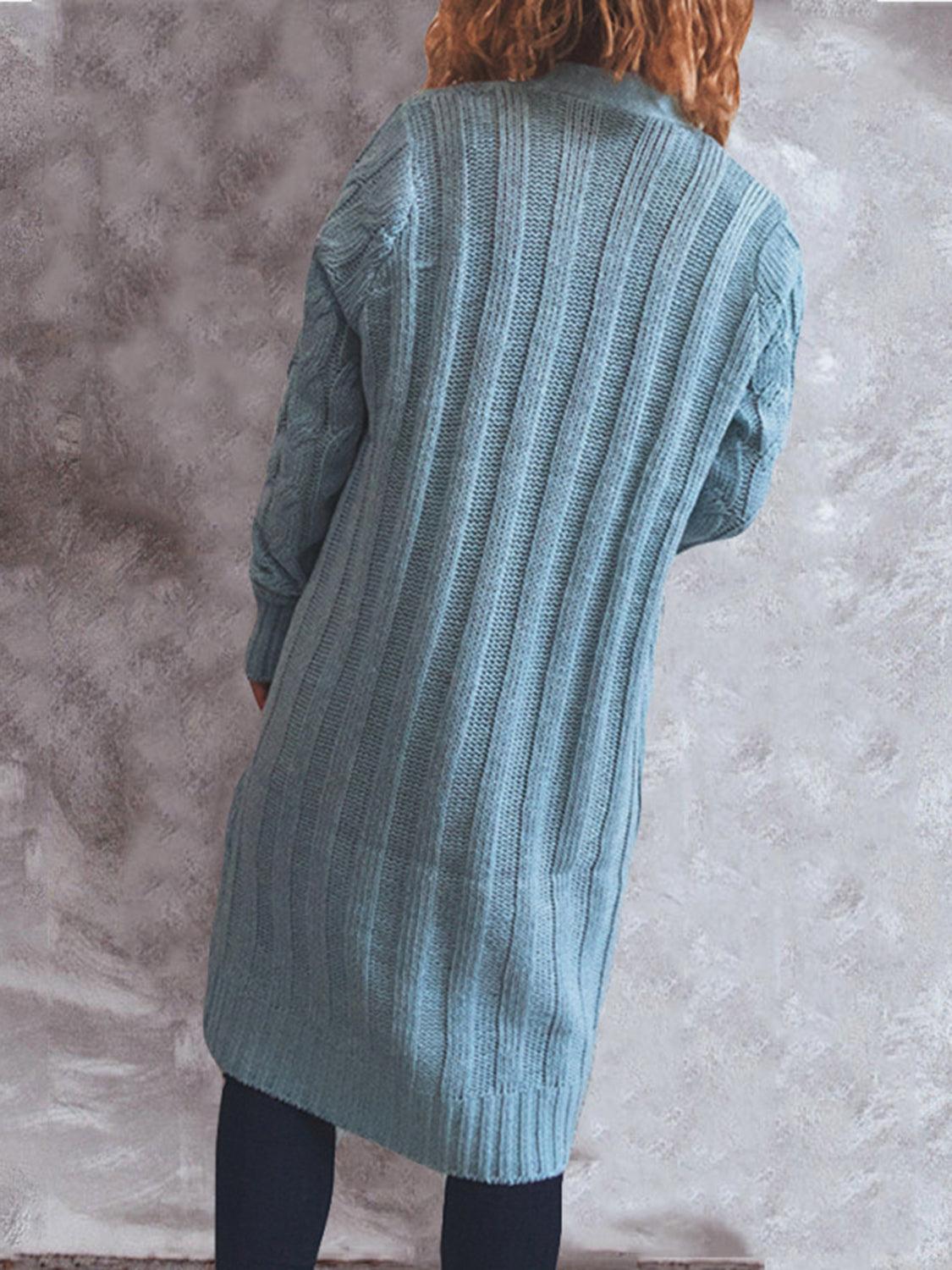 Button Up Cable-Knit Cardigan with Pockets Carauana Store