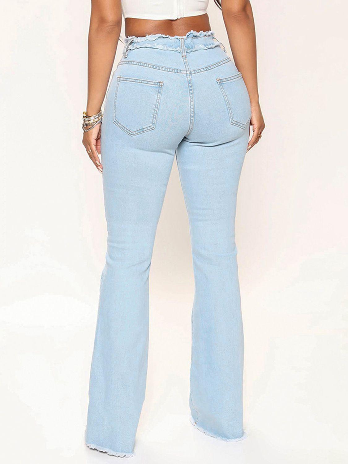 Striped Raw Hem Jeans Carauana Store