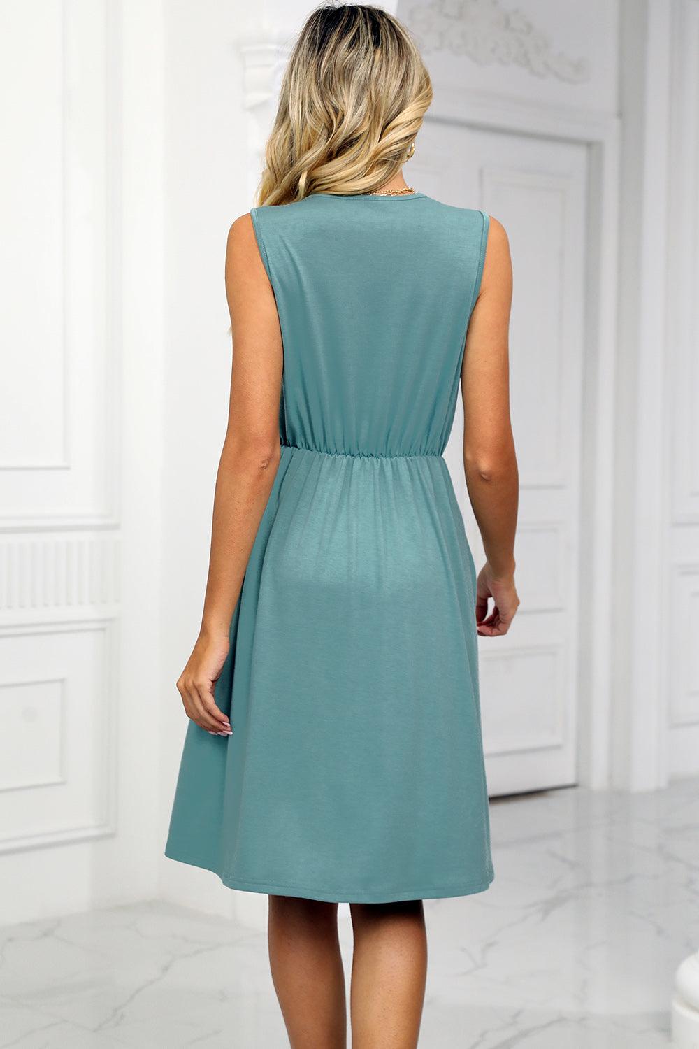 Pocketed V-Neck Wide Strap Dress Carauana Store