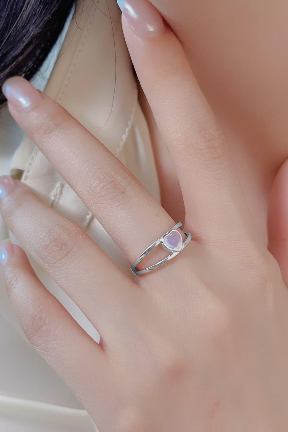 Moonstone Heart 925 Sterling Silver Ring Carauana Store