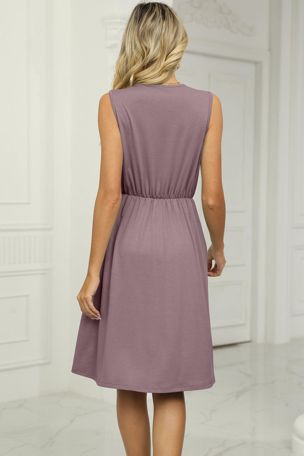 Pocketed V-Neck Wide Strap Dress Carauana Store