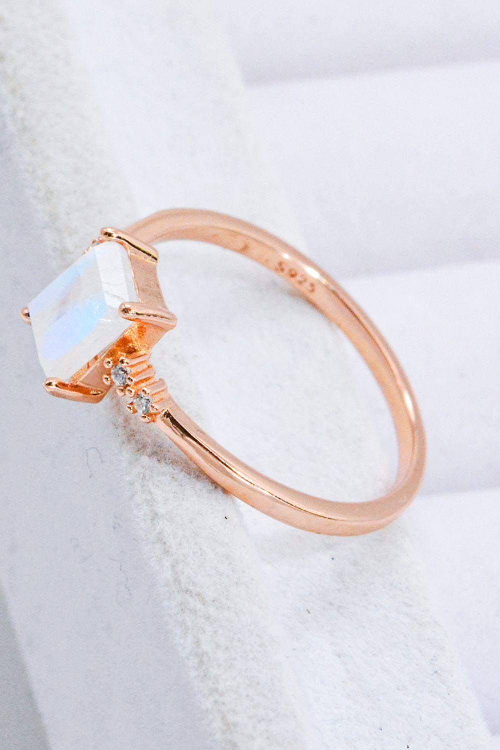 Rectangle Natural Moonstone Ring Carauana Store