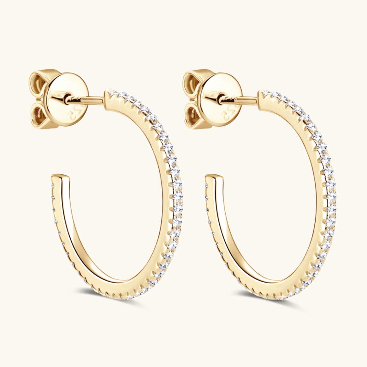 Inlaid Moissanite 925 Sterling Silver C-Hoop Earrings Carauana Store