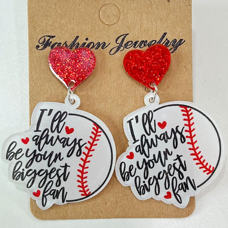 Heart Shape Sports Theme Acrylic Dangle Earrings Carauana Store