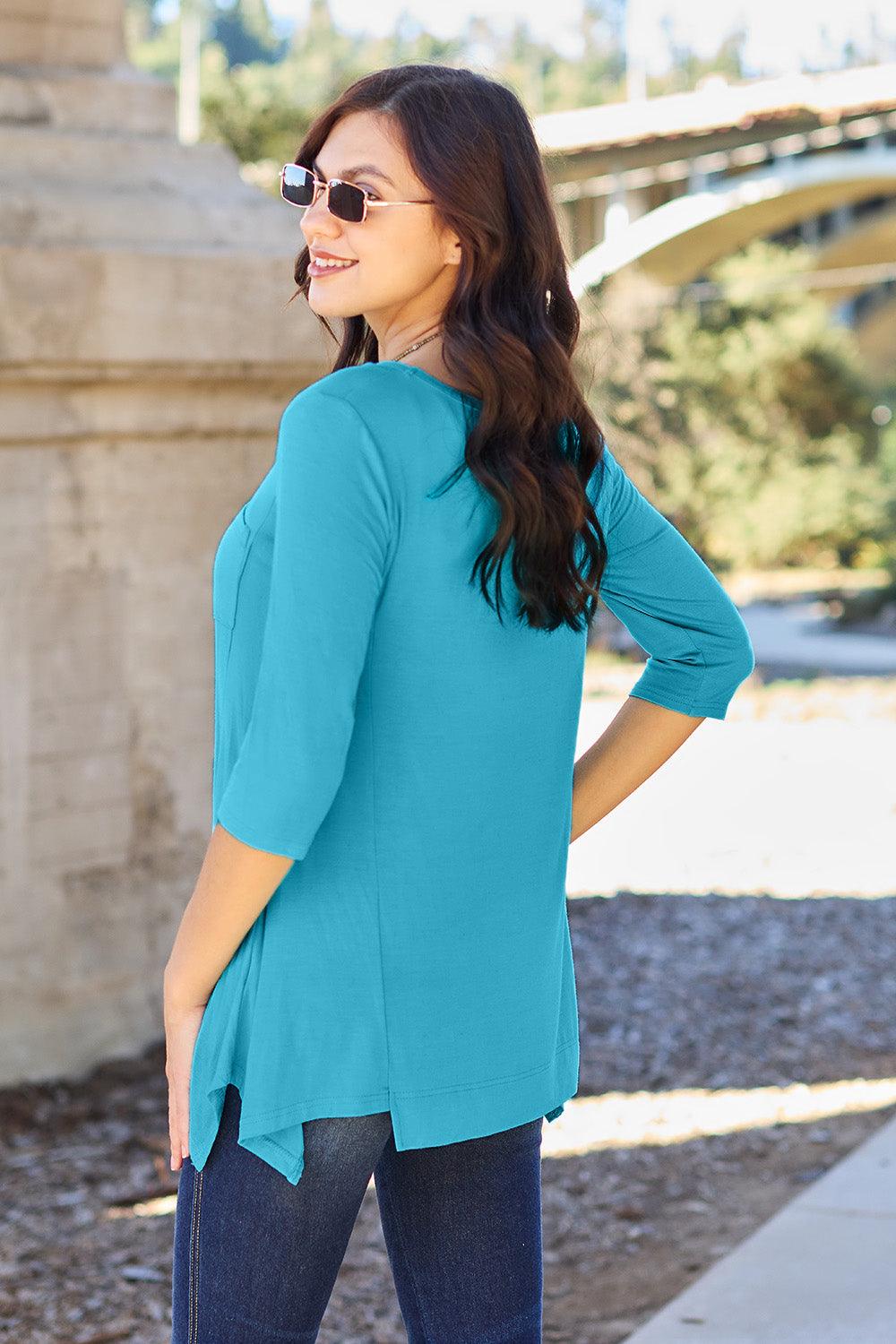 Basic Bae Full Size Round Neck Pocketed T-Shirt Carauana Store