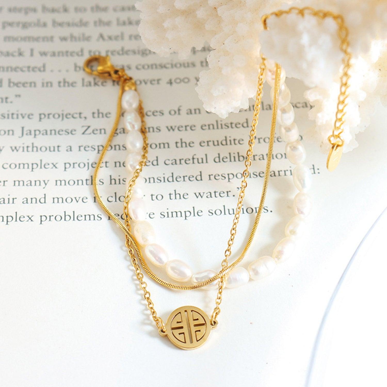 Titanium Steel Three-Layered Pearl Bracelet Carauana Store