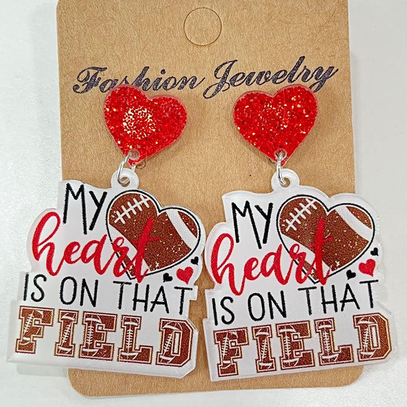 Heart Shape Sports Theme Acrylic Dangle Earrings Carauana Store