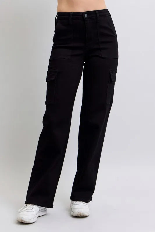Judy Blue Full Size High Waist Cargo Wide Leg Jeans Plus Size Carauana Store