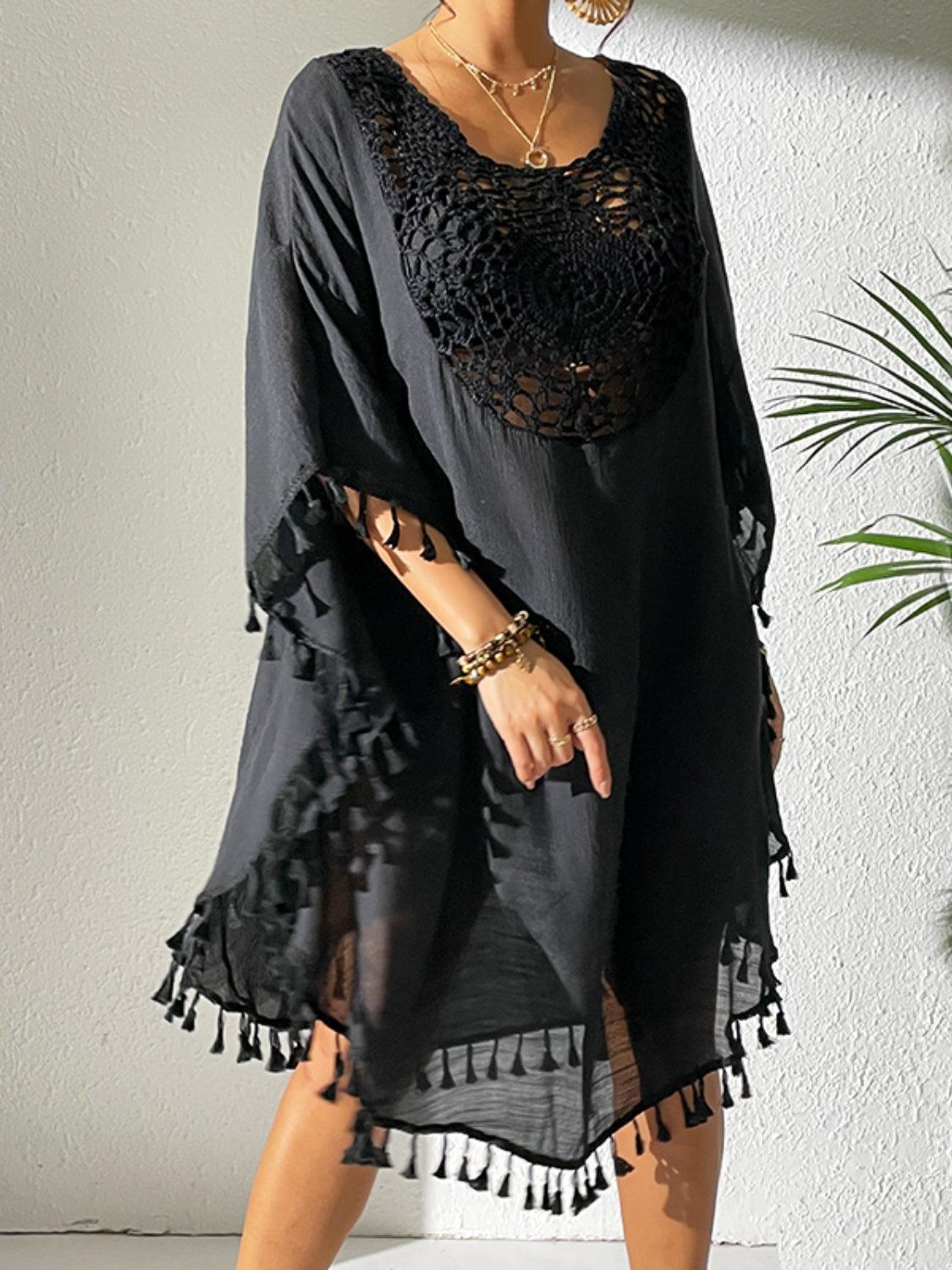 Tassel Cutout Scoop Neck Cover-Up Dress Carauana Store