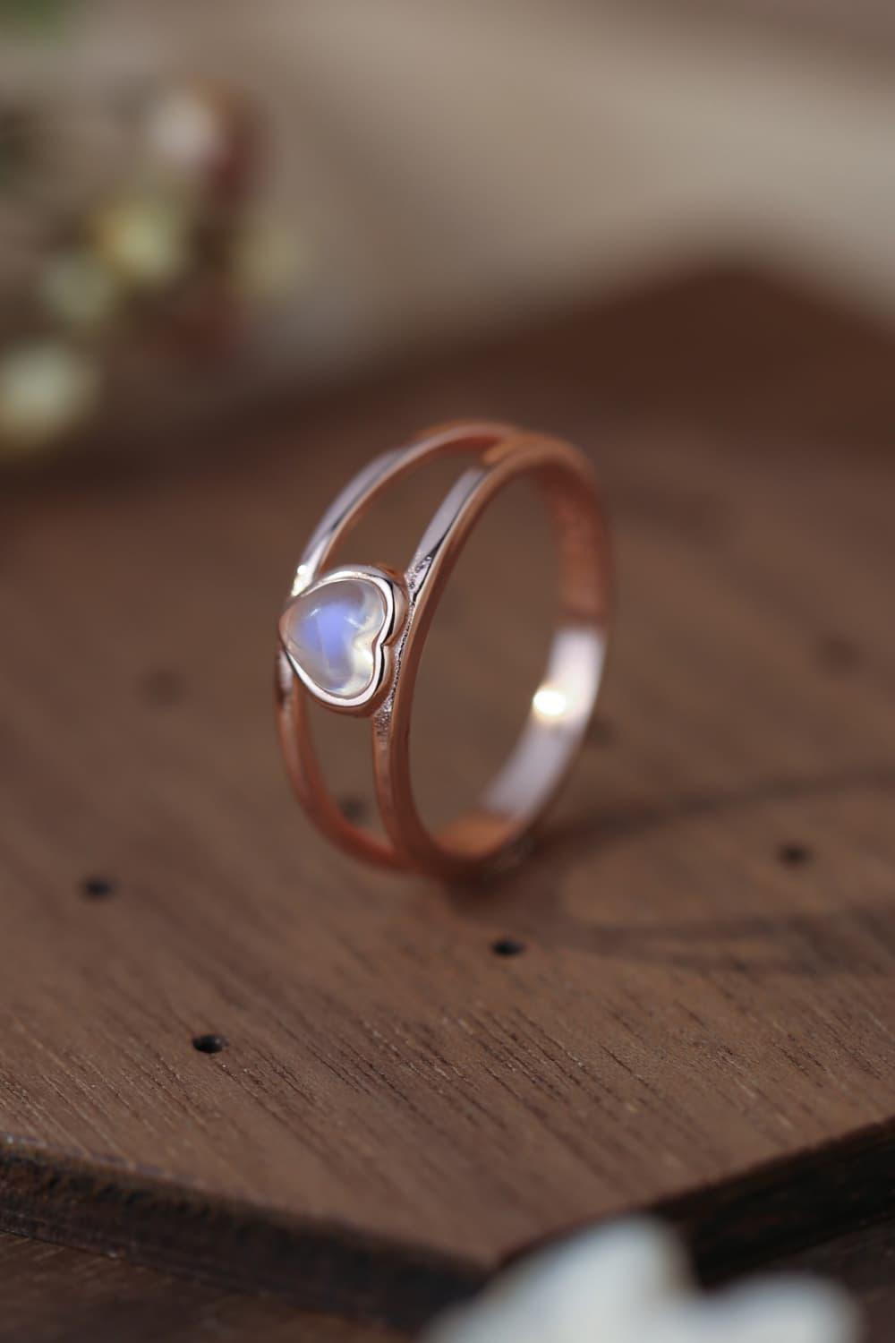 Moonstone Heart 925 Sterling Silver Ring Carauana Store