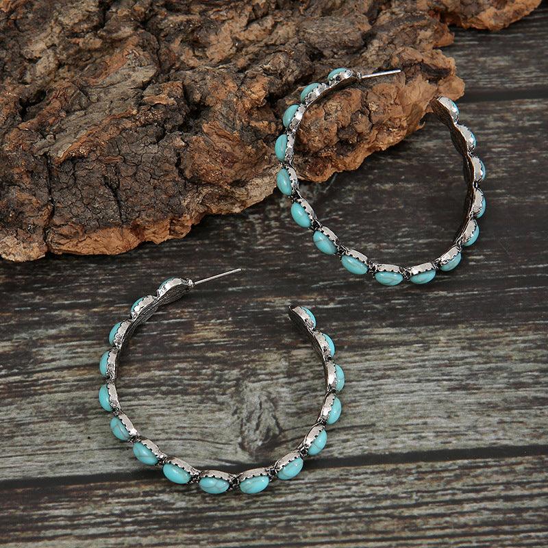 Artificial Turquoise C-Hoop Earrings Carauana Store