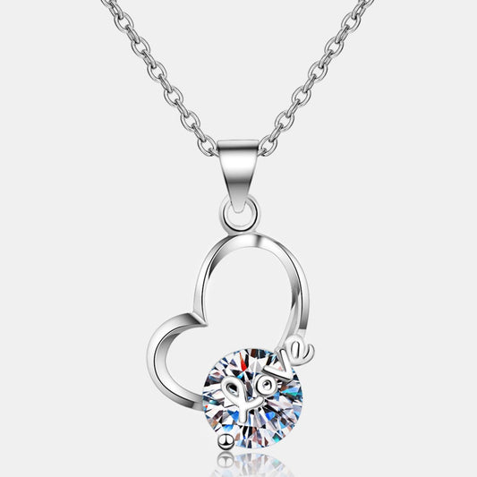 2 Carat Moissanite Heart 925 Sterling Silver Necklace Carauana Store