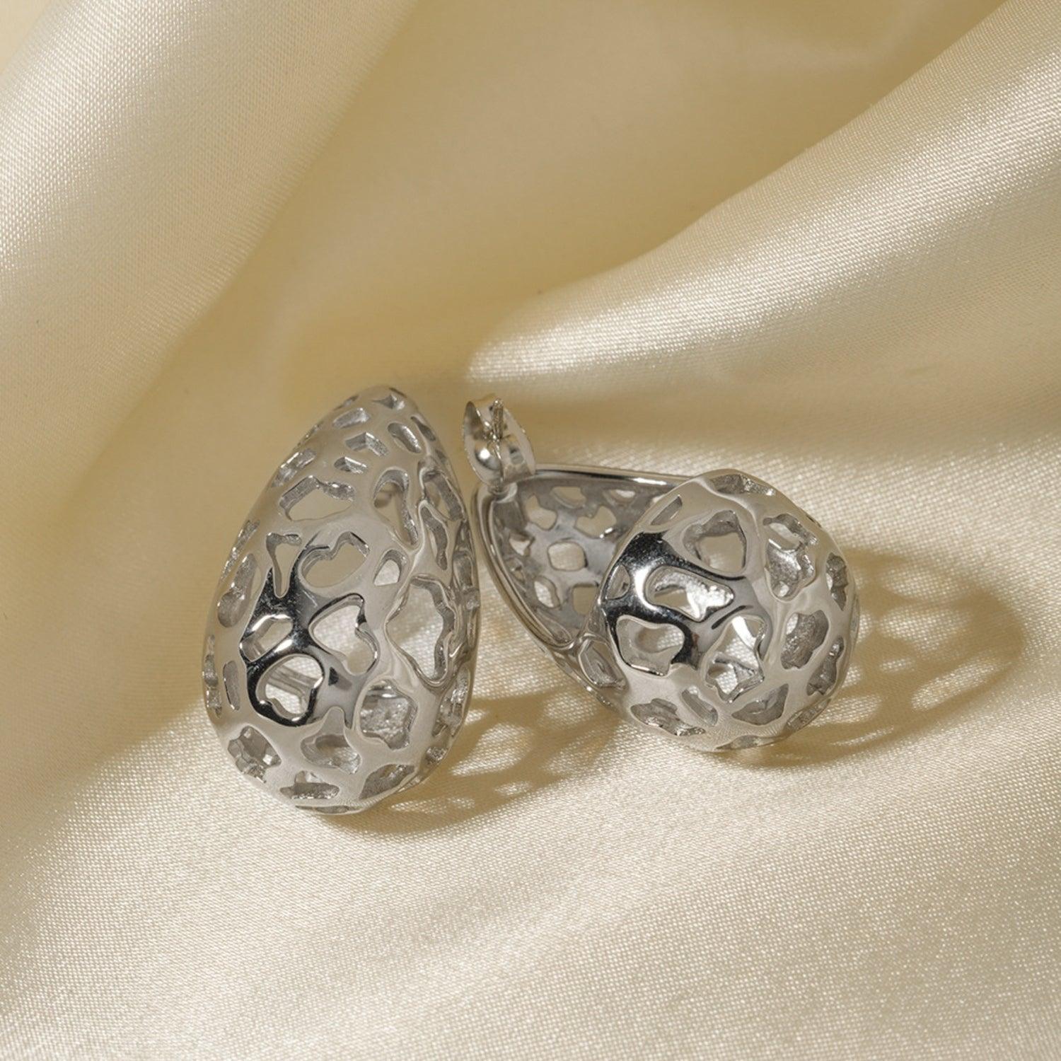 Stainless Steel Teardrop Hollowed Earrings Carauana Store