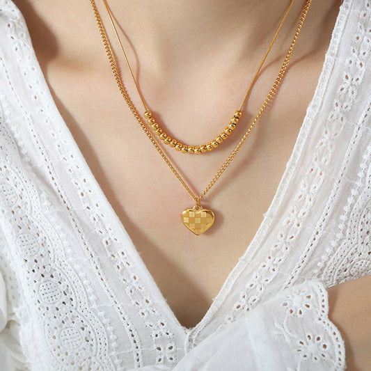 Heart Pendant Double-Lrayed Necklace Carauana Store