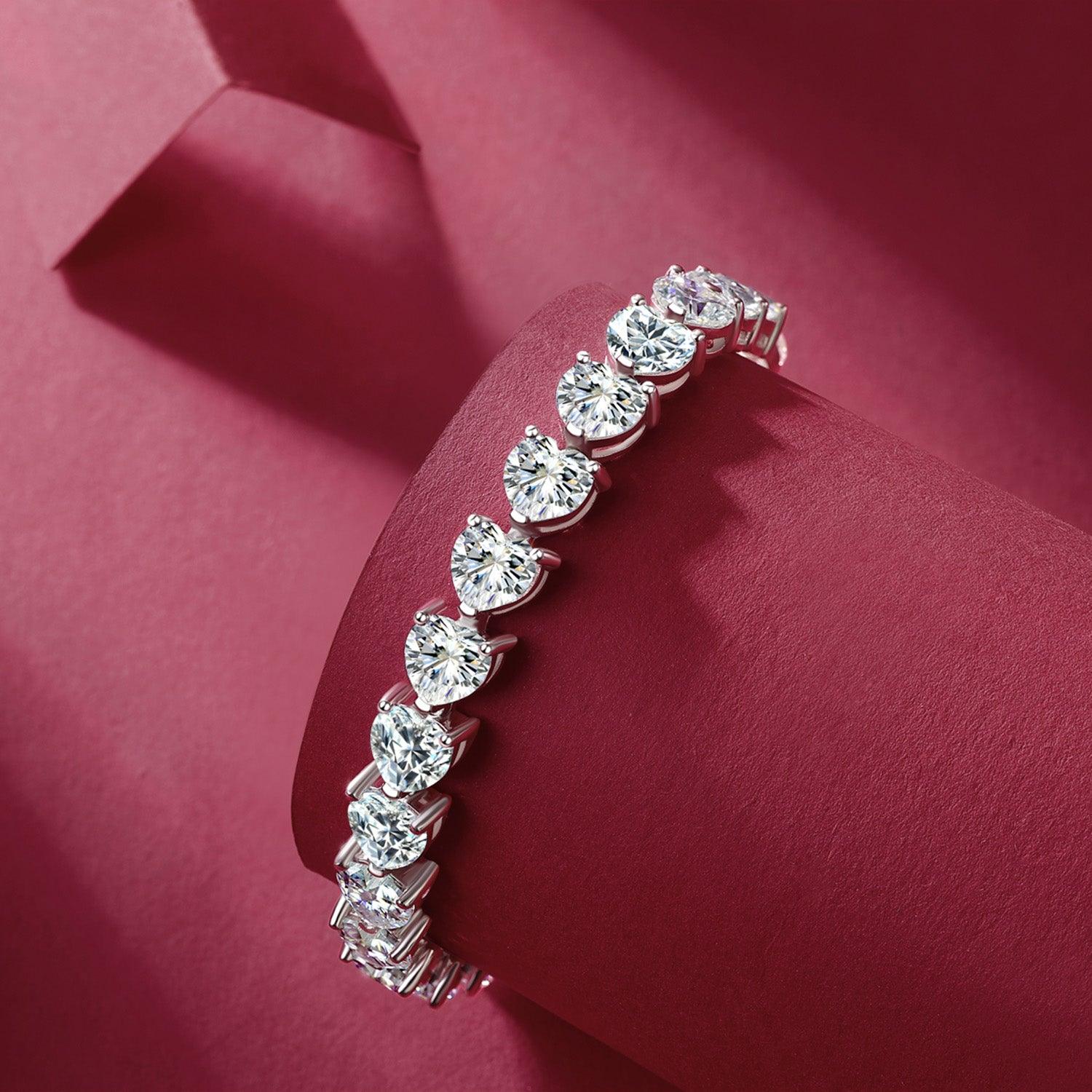 24 Carat Moissanite 925 Sterling Silver Heart Bracelet Carauana Store