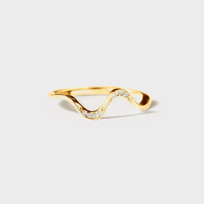 925 Sterling Silver Inlaid Zircon Wave Shape Ring Carauana Store