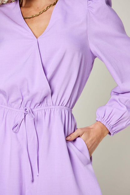 Double Take Full Size Drawstring Long Sleeve Romper Carauana Store