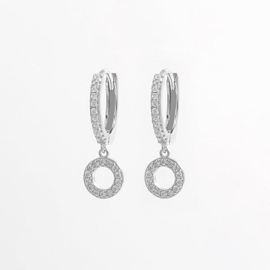 925 Sterling Silver Inlaid Zircon Hoop Dangle Earrings Carauana Store