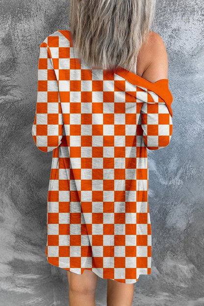 Checkered Button Up Long Cardigan Carauana Store