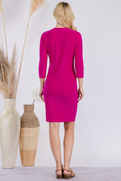 Celeste Full Size Round Neck Long Sleeve Slim Dress Carauana Store