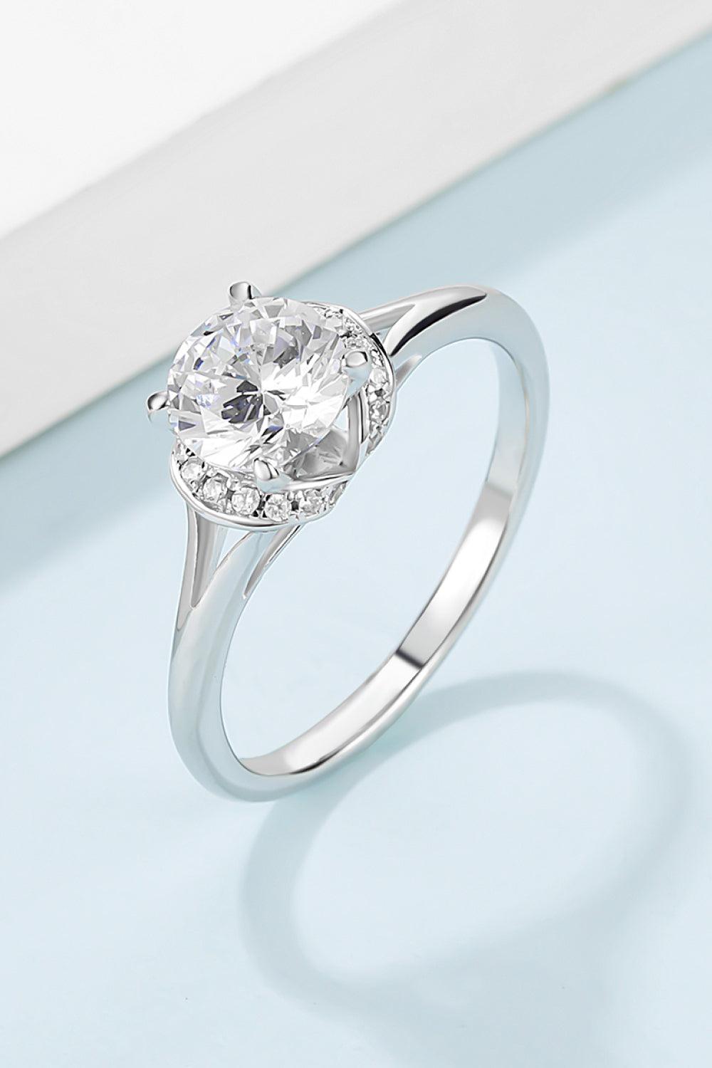 1 Carat Moissanite 925 Sterling Silver Split Shank Ring Carauana Store
