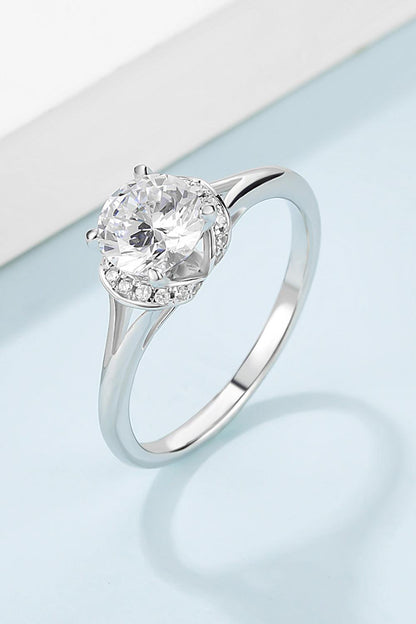 1 Carat Moissanite 925 Sterling Silver Split Shank Ring Carauana Store