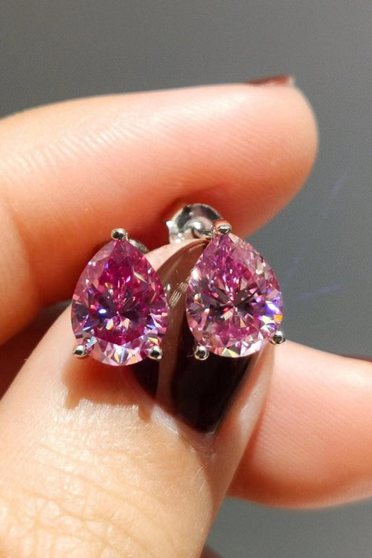 2 Carat Teardrop Moissanite Platinum-Plated Stud Earrings Carauana Store