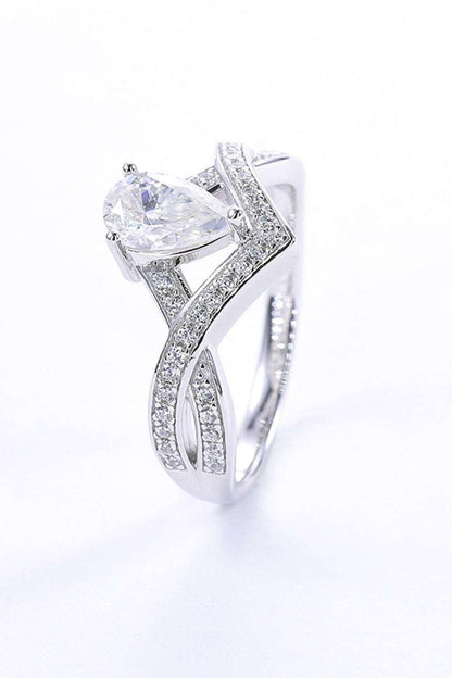 1 Carat Moissanite Teardrop 925 Sterling Silver Ring Carauana Store