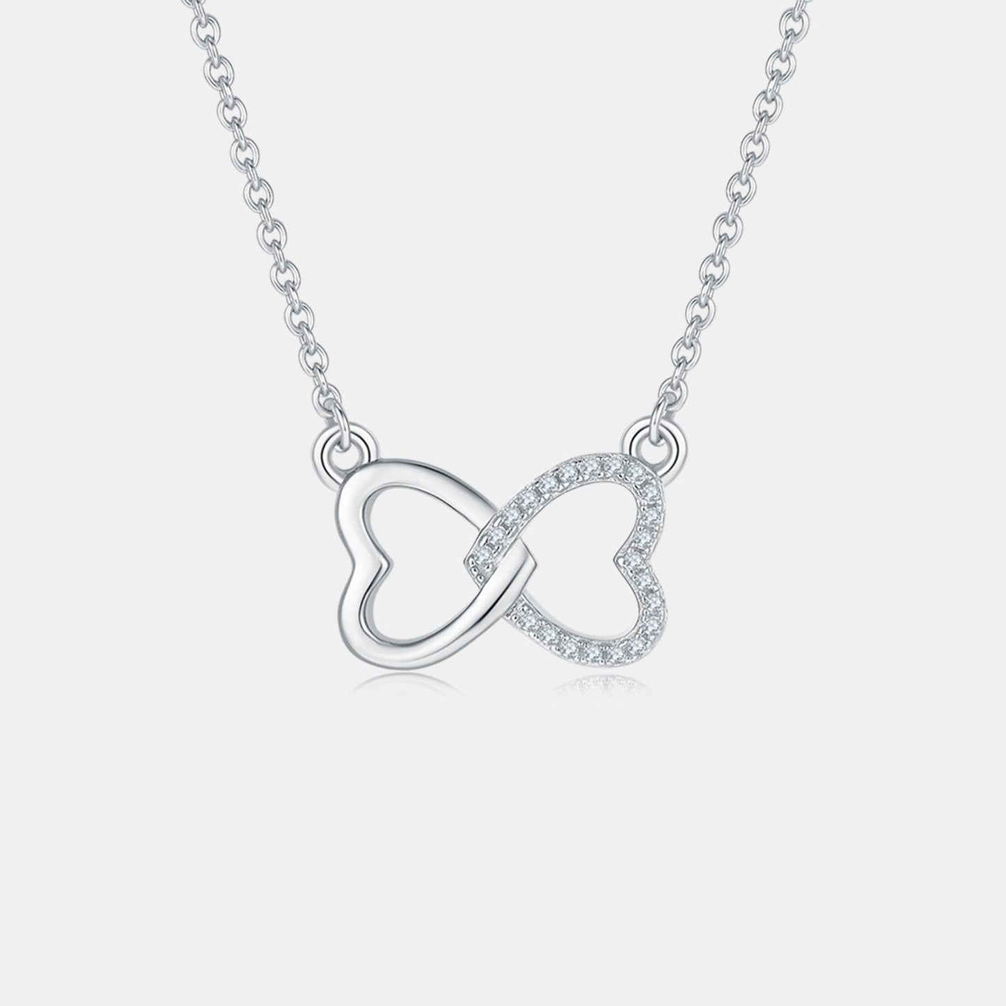 Moissanite 925 Sterling Silver Heart Bow Necklace Carauana Store