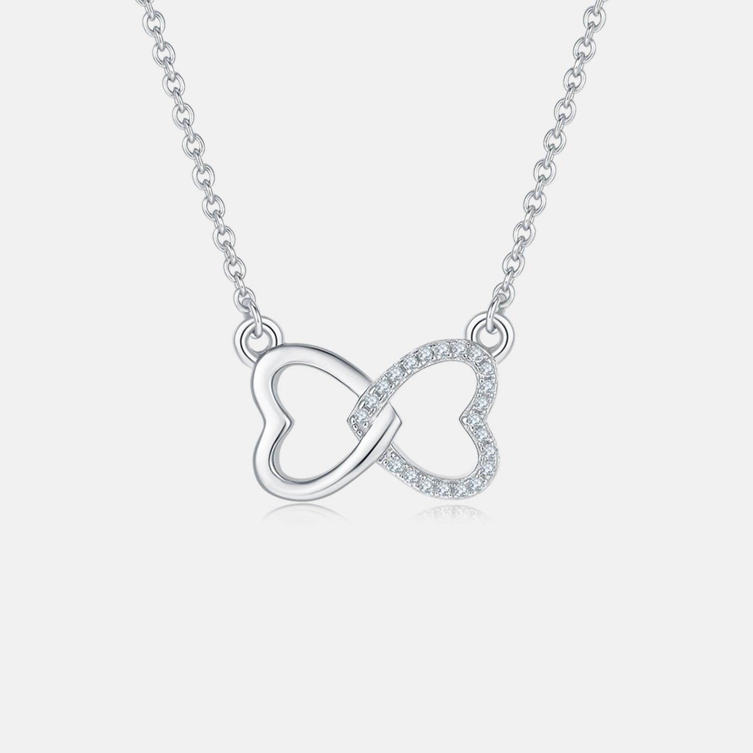 Moissanite 925 Sterling Silver Heart Bow Necklace Carauana Store