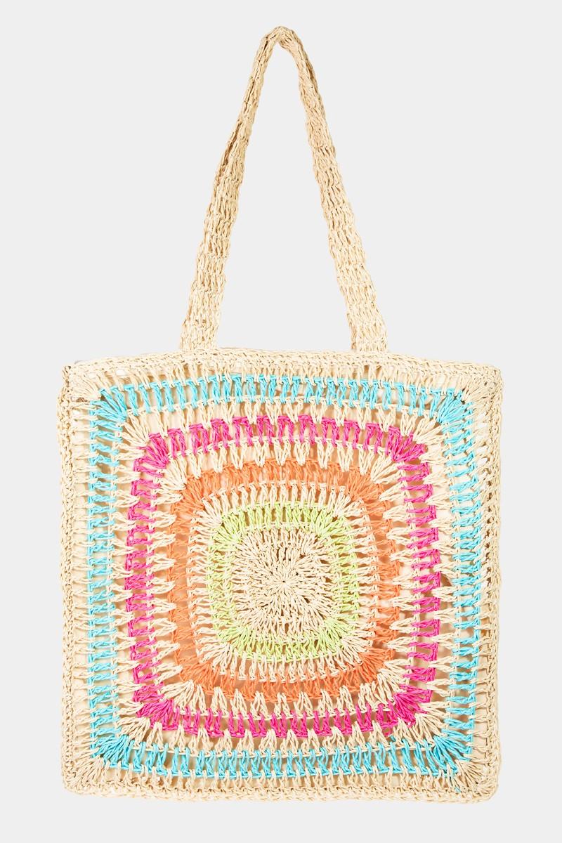 Fame Rainbow Crochet Knit Tote Bag Carauana Store
